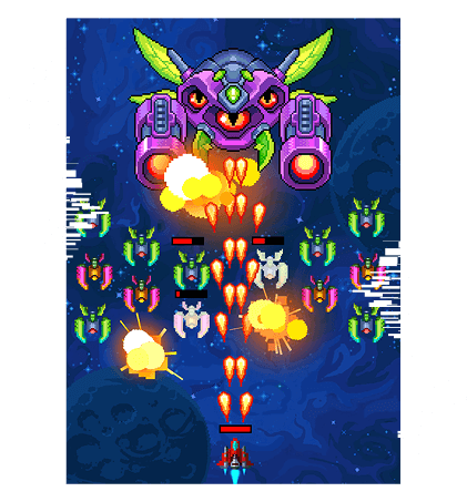 Spaceship shoots boss